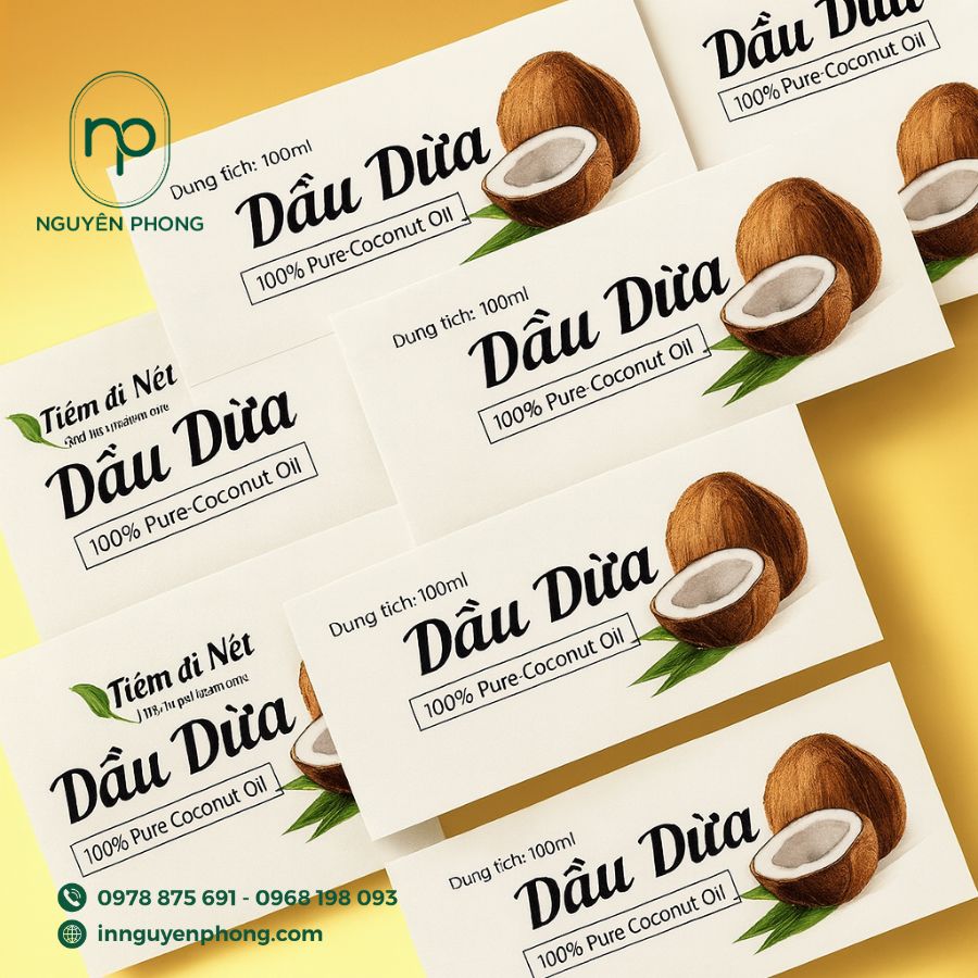 In tem dầu dừa giá rẻ, chất lượng cao